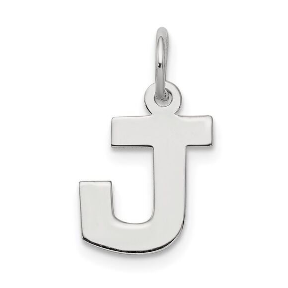 Sterling Silver, Amanda Collection Small Block Style Initial J Pendant - Picture 1 of 5
